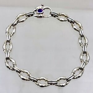 SCOTT KAY Sterling Amethyst Bolo Link  Bracelet
